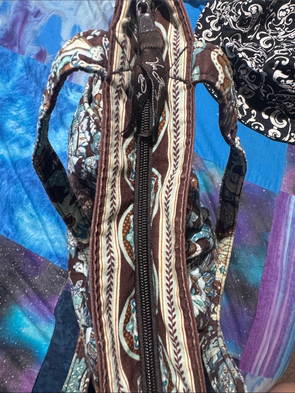 Vera Bradley Brown and Teal Quilted Paisley Tote - Picture 4 of 4